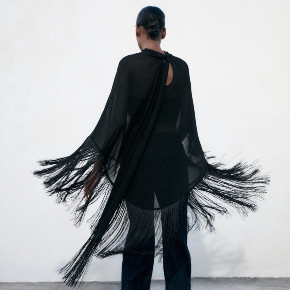 Zara fringe cape